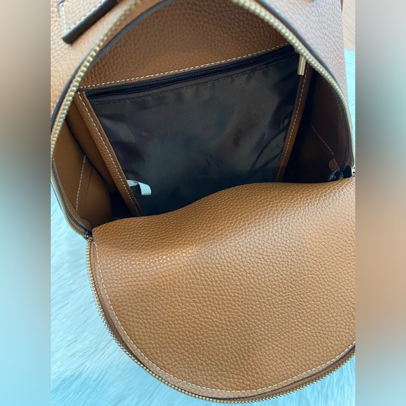 Women’s Backpack Pebbled Faux Leather Cognac Brown Adjustable Straps - Picture 6 of 8